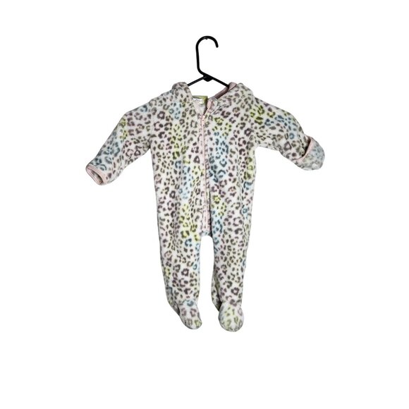 Penelope Mack Infant Hooded Leopard Print Footed Onesie 3-6 Months - Picture 1 of 4